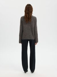 WOOL BLEND KNITTED JUMPER, Medium Grey Melange, highres