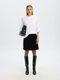 WOOL MINI SKIRT, Black, highres