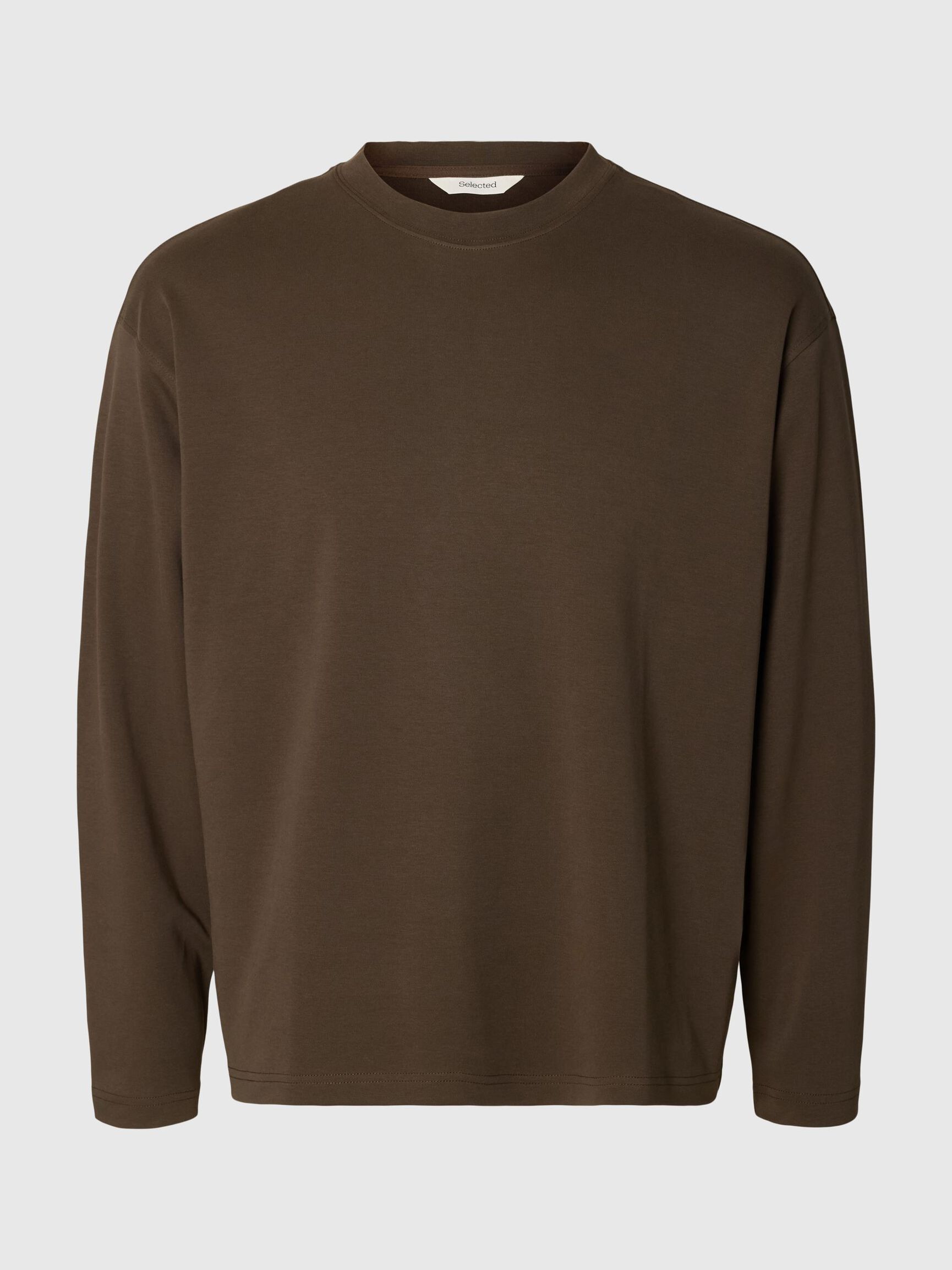 ORGANIC COTTON LONG-SLEEVED T-SHIRT, Turkish Coffee, highres