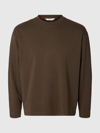 ORGANIC COTTON LONG-SLEEVED T-SHIRT, Turkish Coffee, highres
