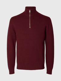 HALF-ZIP JUMPER, Tawny Port, highres