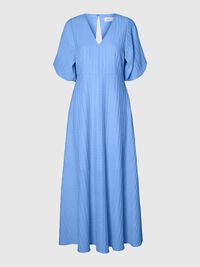 BALLONMOUWEN MAXI JURK, Cornflower Blue, highres