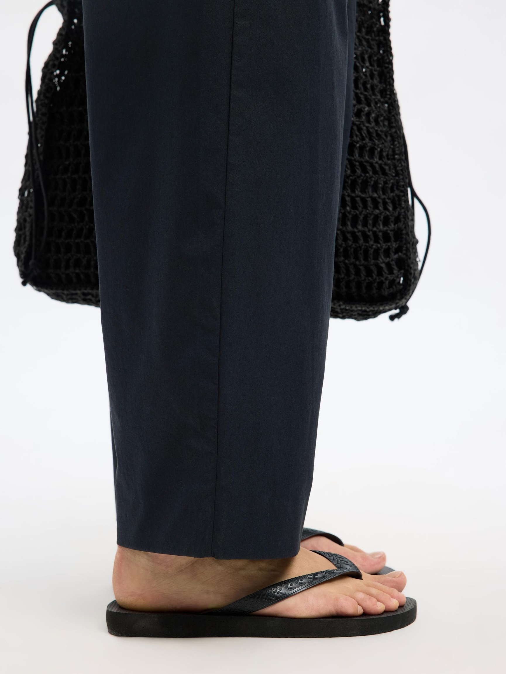 COTON PANTALONS BARREL, Black, highres