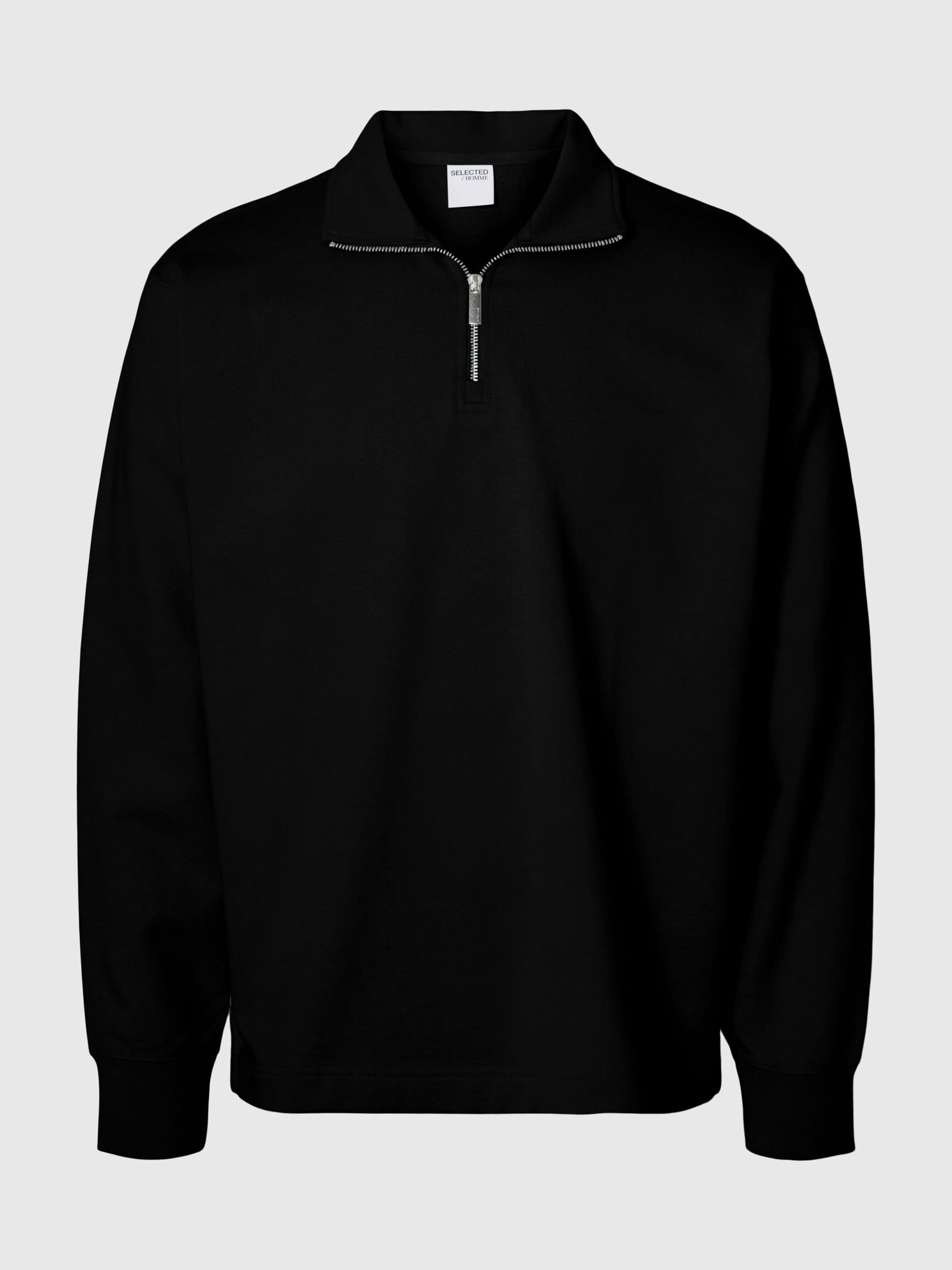 HALF ZIP SWEATSHIRT, Black, highres