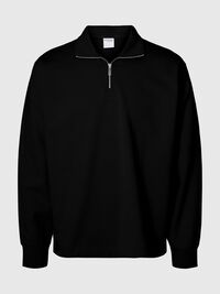 HALF ZIP SWEATSHIRT, Black, highres
