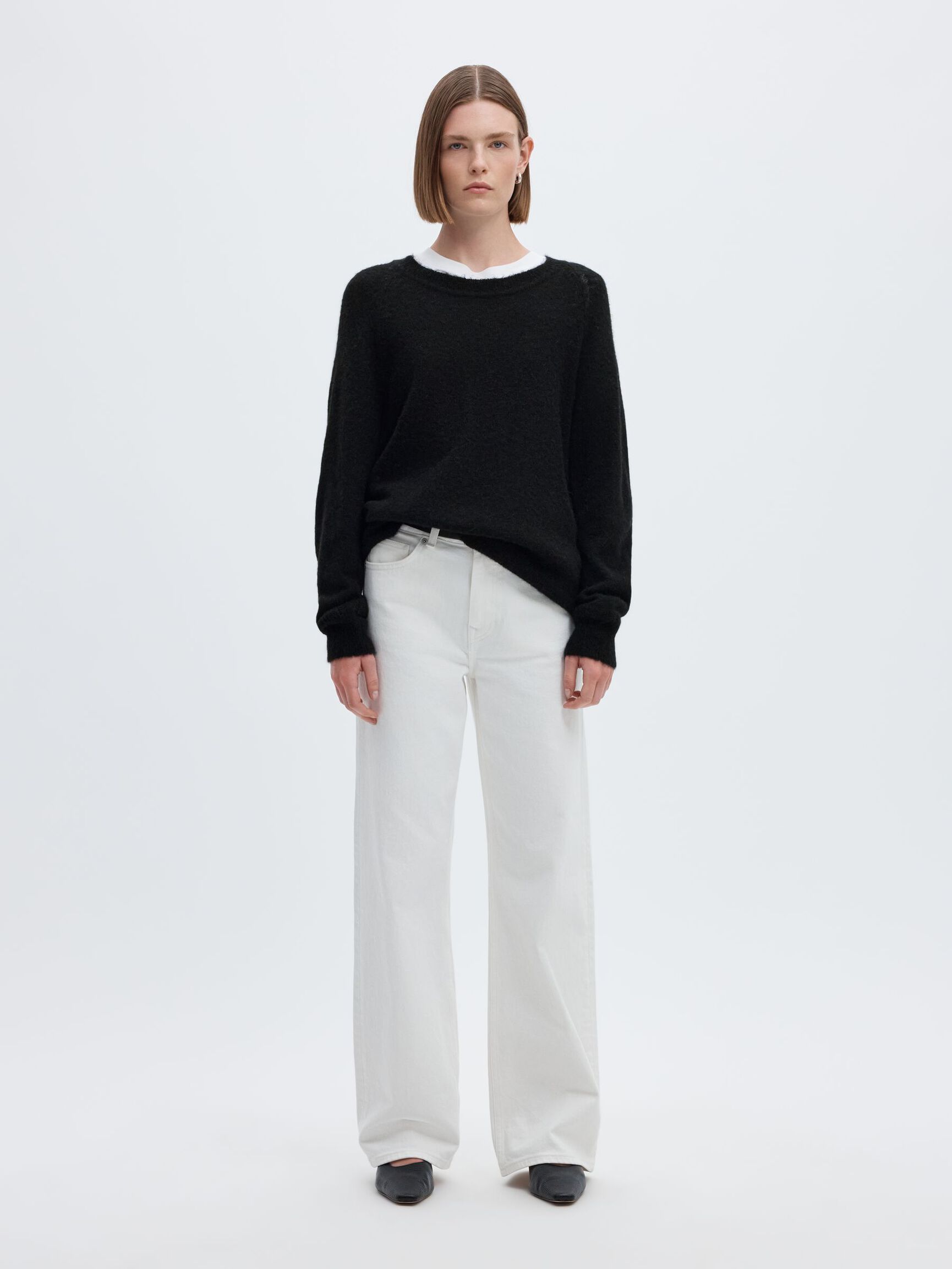 WOOL BLEND JUMPER, Black, highres