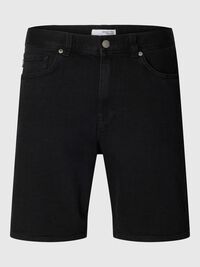 REGULAR FIT DENIM SHORT, Black Denim, highres
