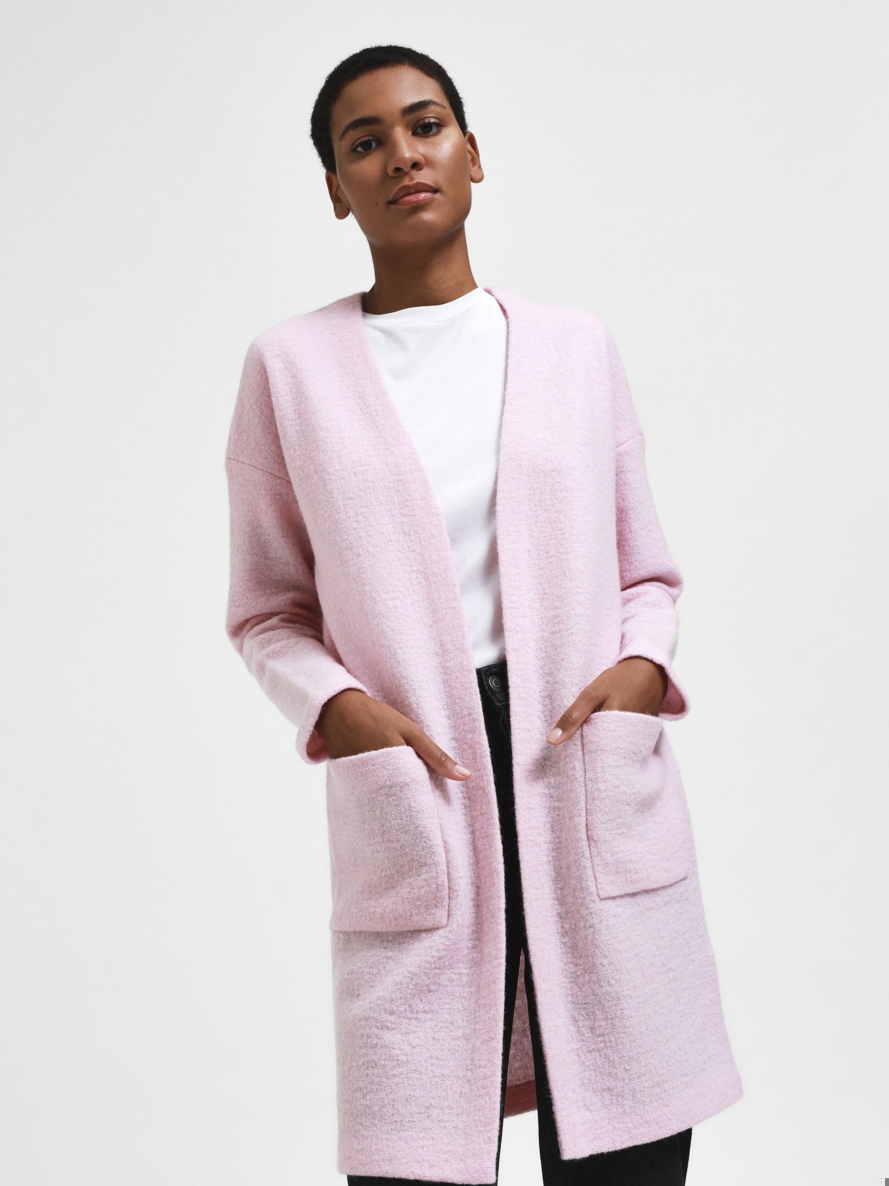 WOOL CARDIGAN, Icy Pink, highres