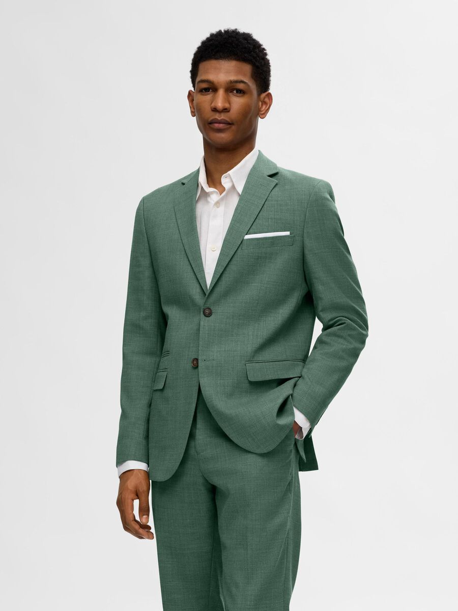 Selected SLIM FIT EINREIHIGER BLAZER, Light Green Melange, highres - 16087870_LightGreenMelange_003.jpg
