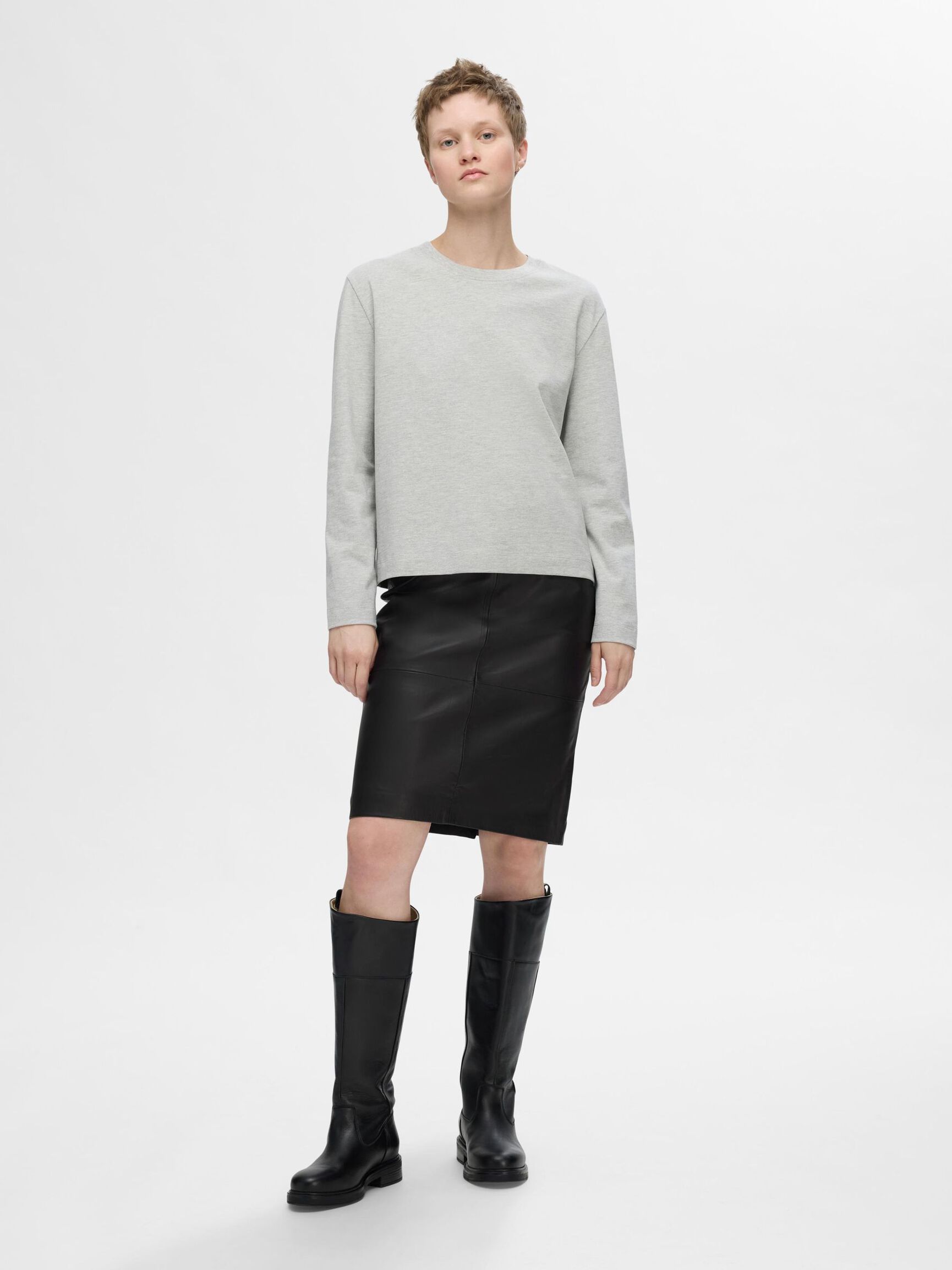 GONNA IN PELLE, Black, highres