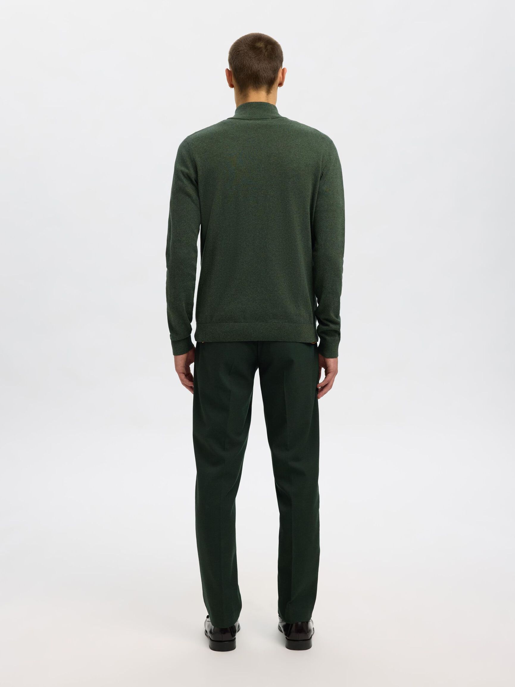 HALF-ZIP STRICKPULLOVER, Forest Night, highres