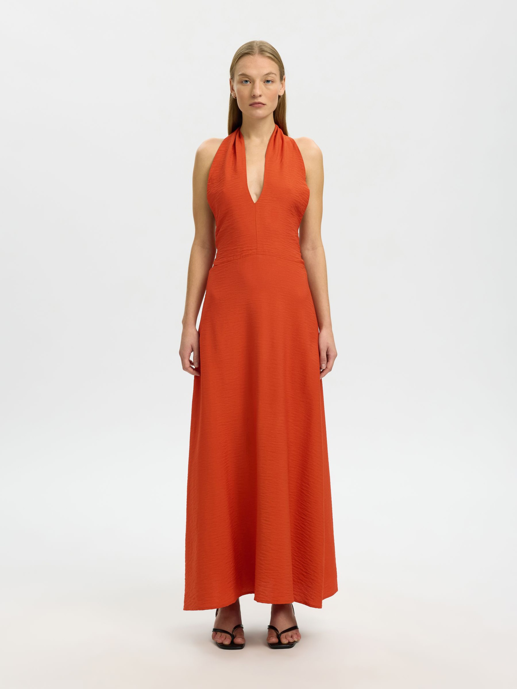 HALTERNECK MAXI DRESS, Potters Clay, highres