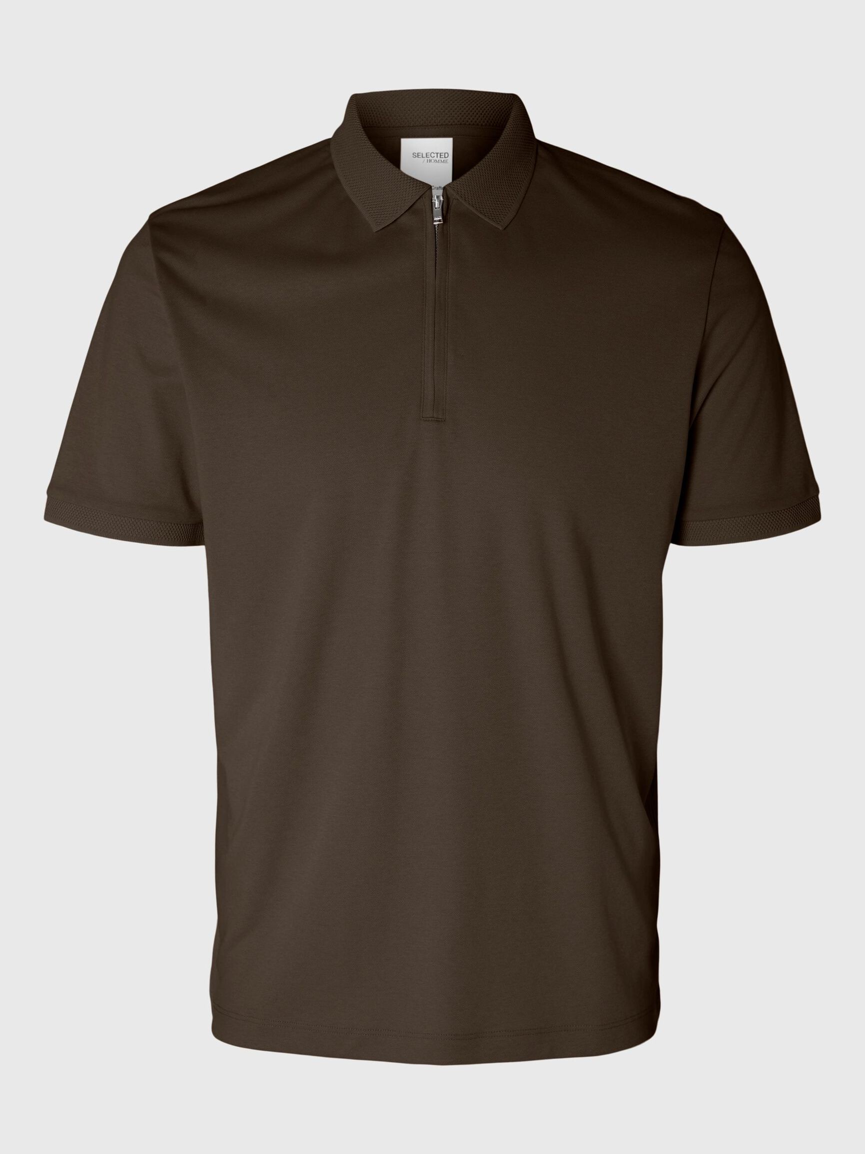 ZIPPER POLO SHIRT, Demitasse, highres