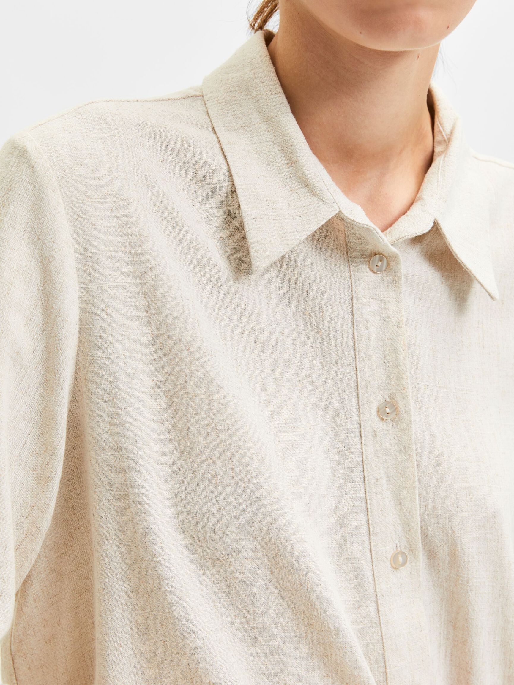 VISCOSE BLEND SHIRT, Sandshell, highres