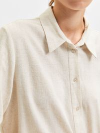 VISCOSE BLEND SHIRT, Sandshell, highres