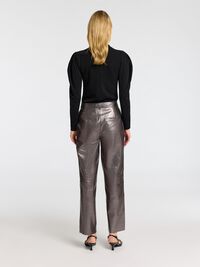 DRAPED LONG SLEEVED TOP, Black, highres