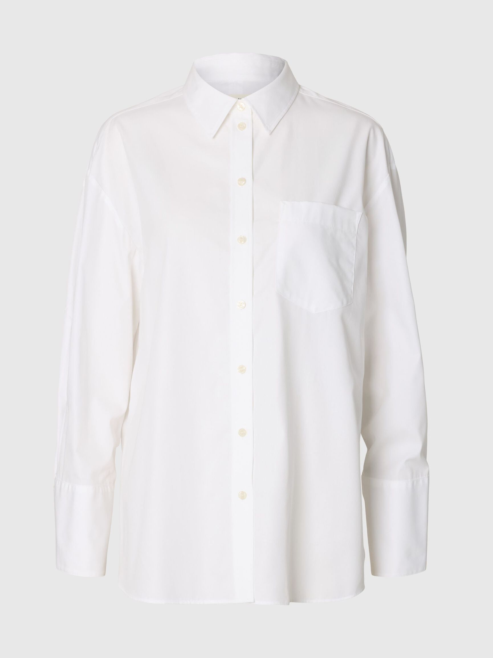 COTTON OVERSIZED SHIRT, Bright White, highres