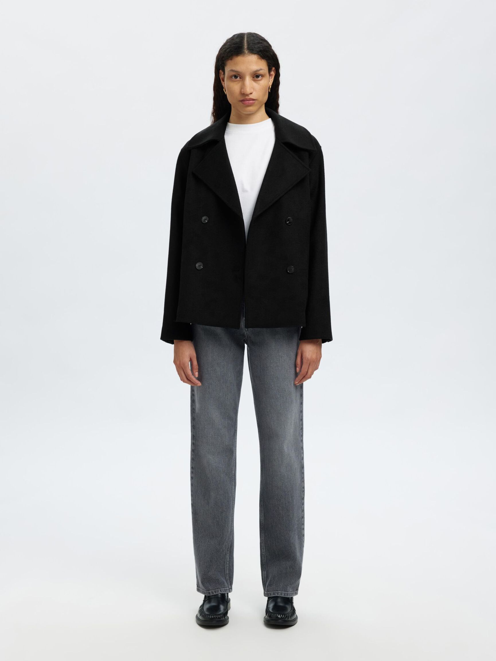LAINE MÉLANGÉE VESTE, Black, highres
