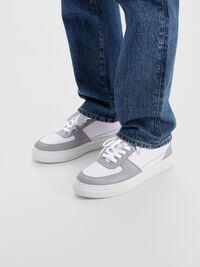 LEDER SNEAKERS, Grey, highres