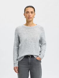 WOOL BLEND JUMPER, Light Grey Melange, highres
