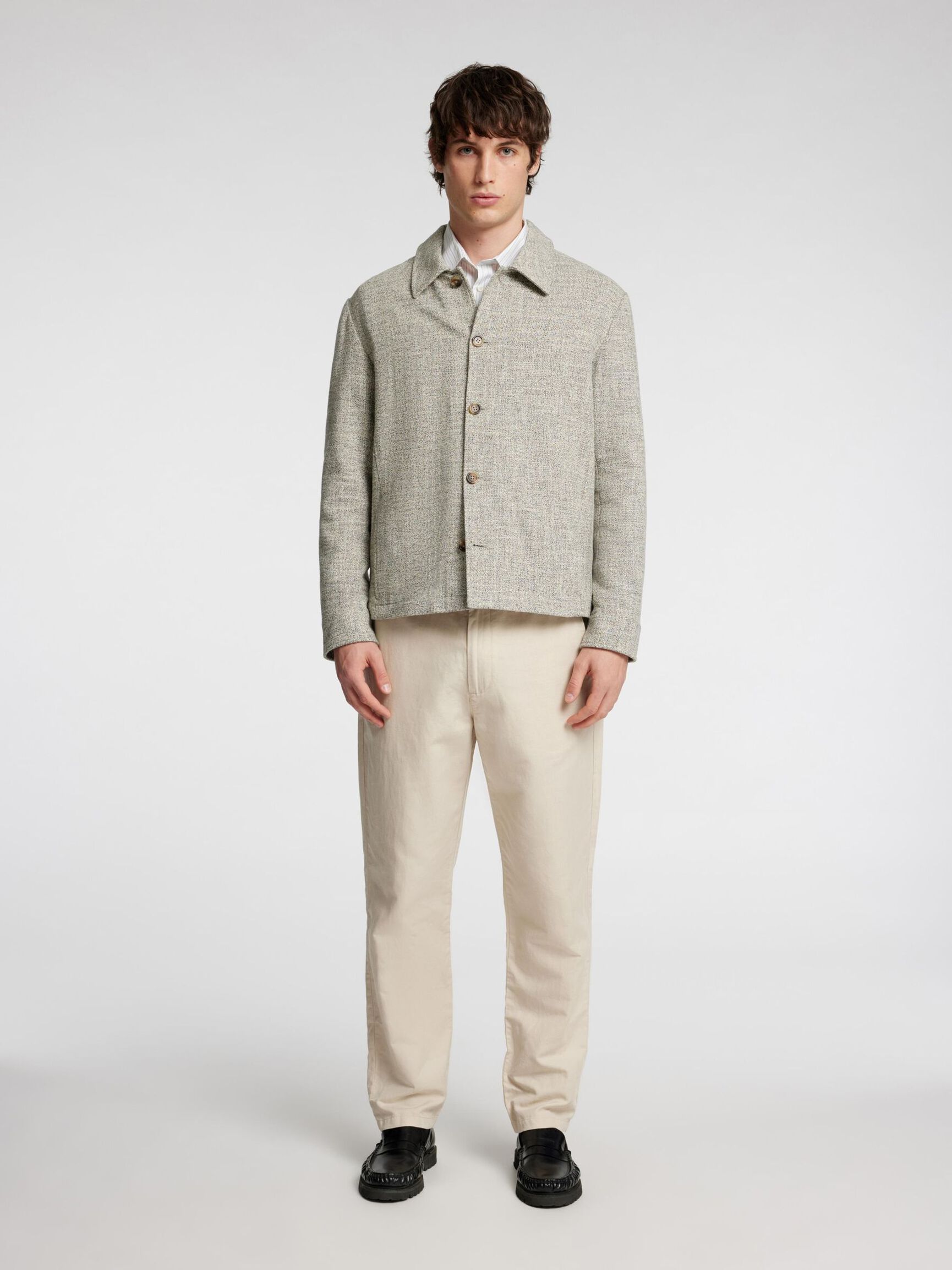 LANGÆRMET OVERSHIRT, Oatmeal, highres