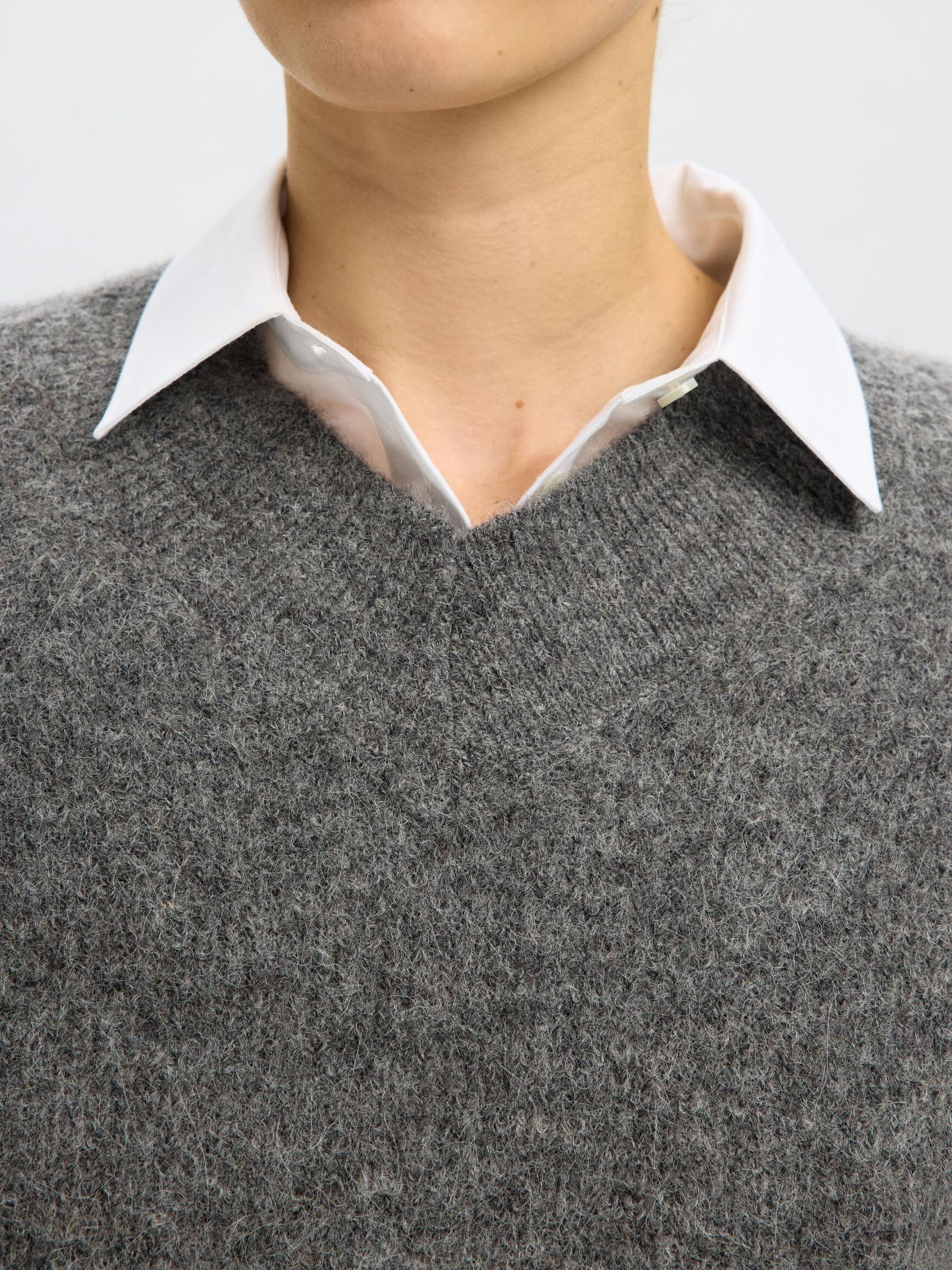 WOLLMIX STRICKPULLOVER, Medium Grey Melange, highres