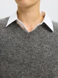 WOLLMIX STRICKPULLOVER, Medium Grey Melange, highres