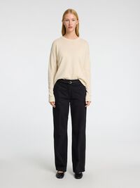 LINEN BLEND KNITTED JUMPER, Birch, highres