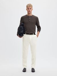 SLIM TAPERED LINEN BLEND TROUSERS, Cloud Dancer, highres