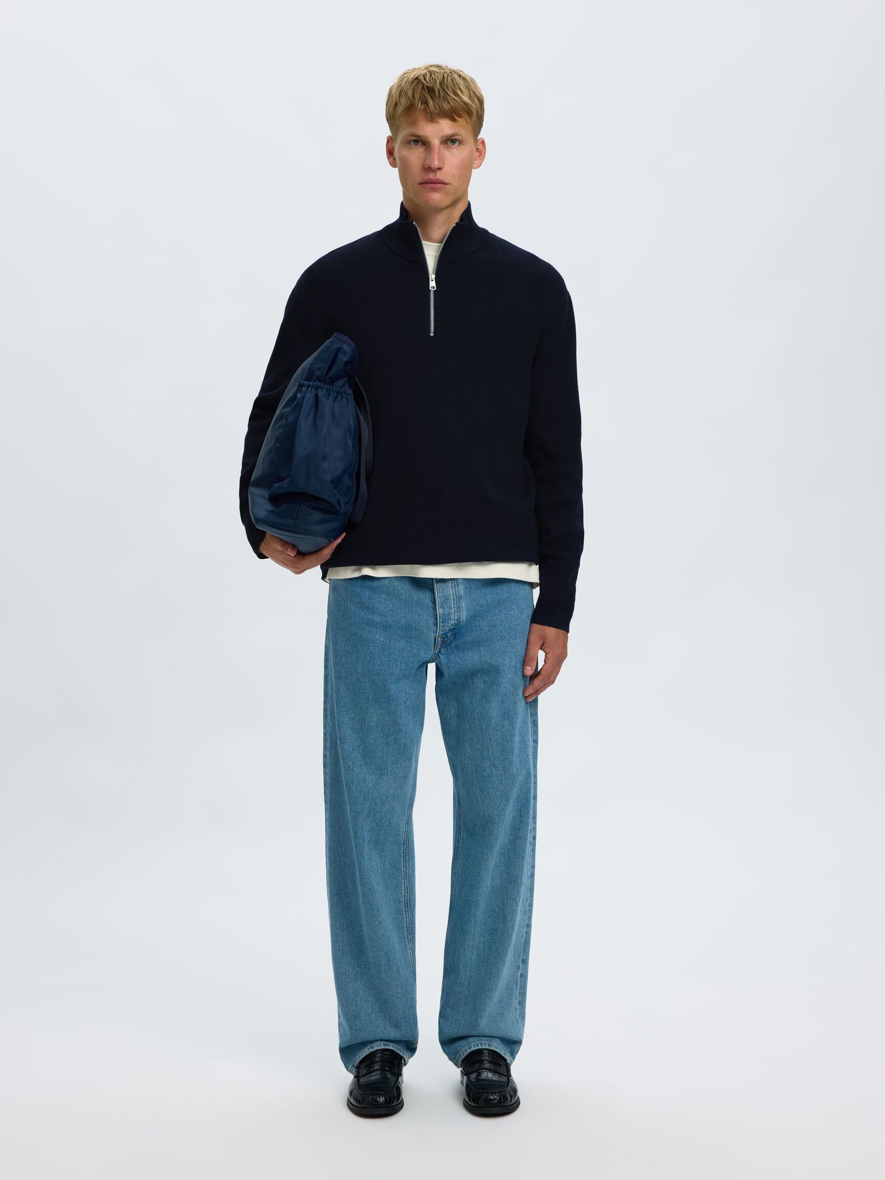 HALF ZIP PULLOVER, Sky Captain, highres