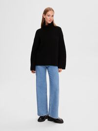 OVERSIZE GROBSTRICKPULLOVER, Black, highres