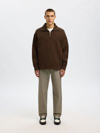 BOMULL SWEATSHIRT MED GLIDELÅS, Demitasse, highres