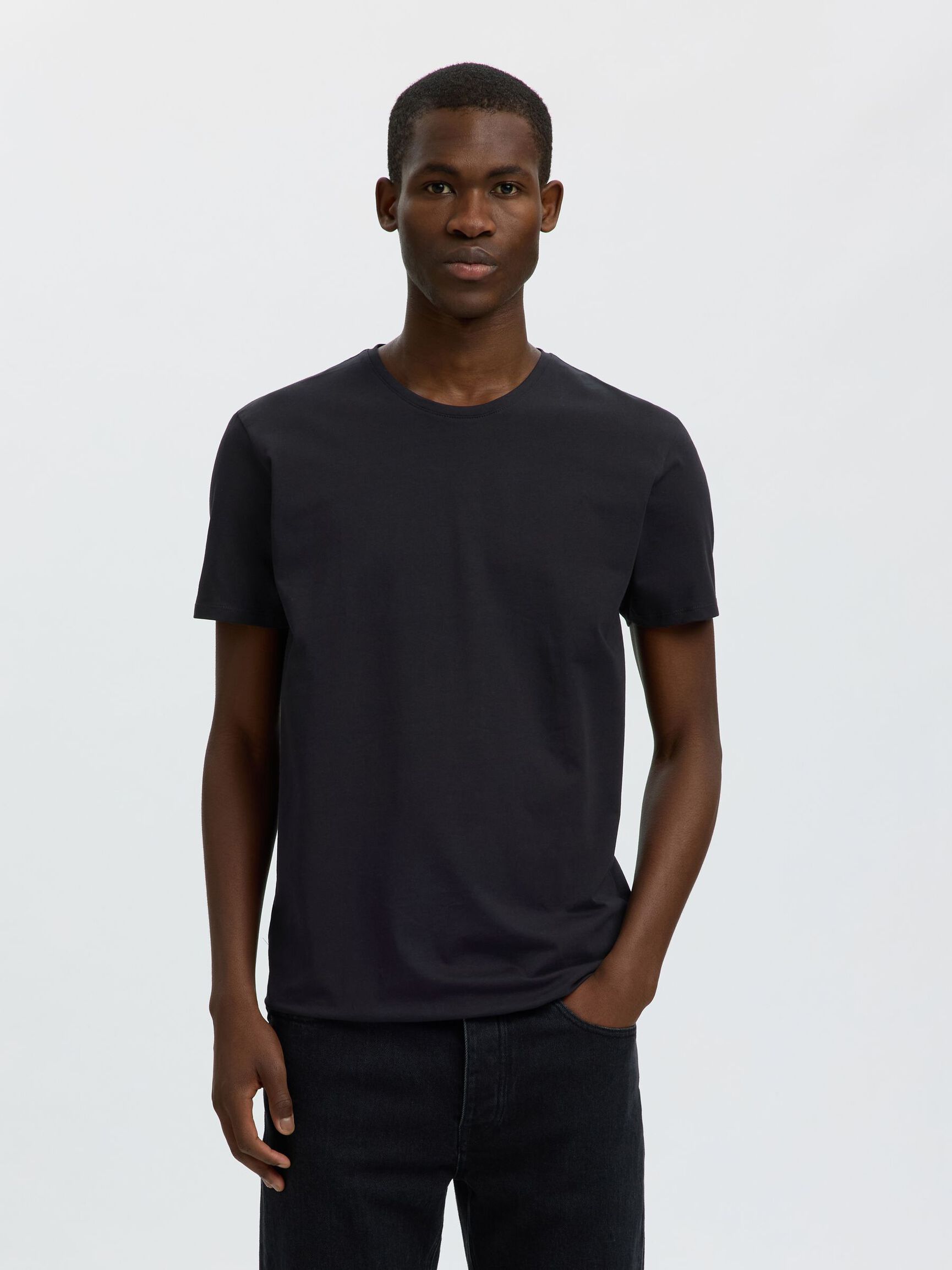 3-PACK COTTON T-SHIRT, Black, highres