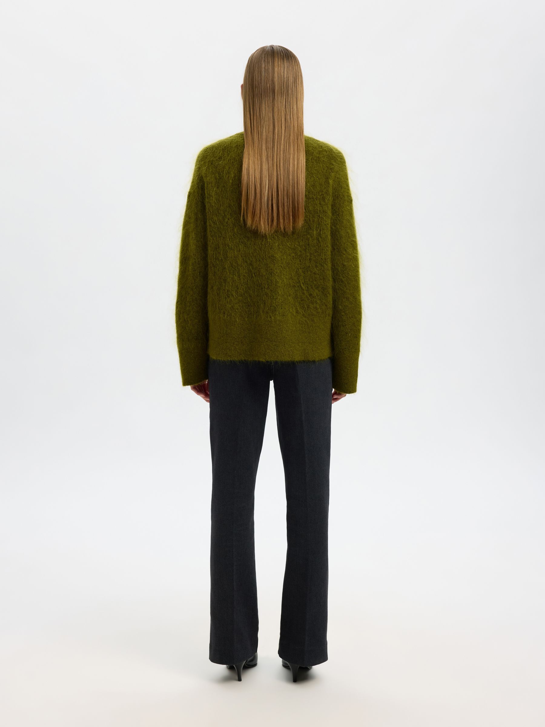 MOHAIR MIX STRICKPULLOVER, Avocado, highres