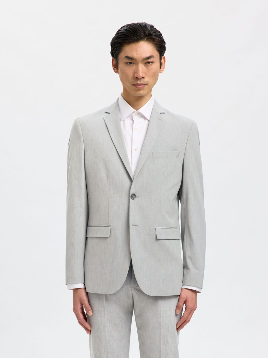 Product tile image - VISCOSE BLEND SLIM FIT BLAZER, Light Grey Melange | 16087824_LightGreyMelange