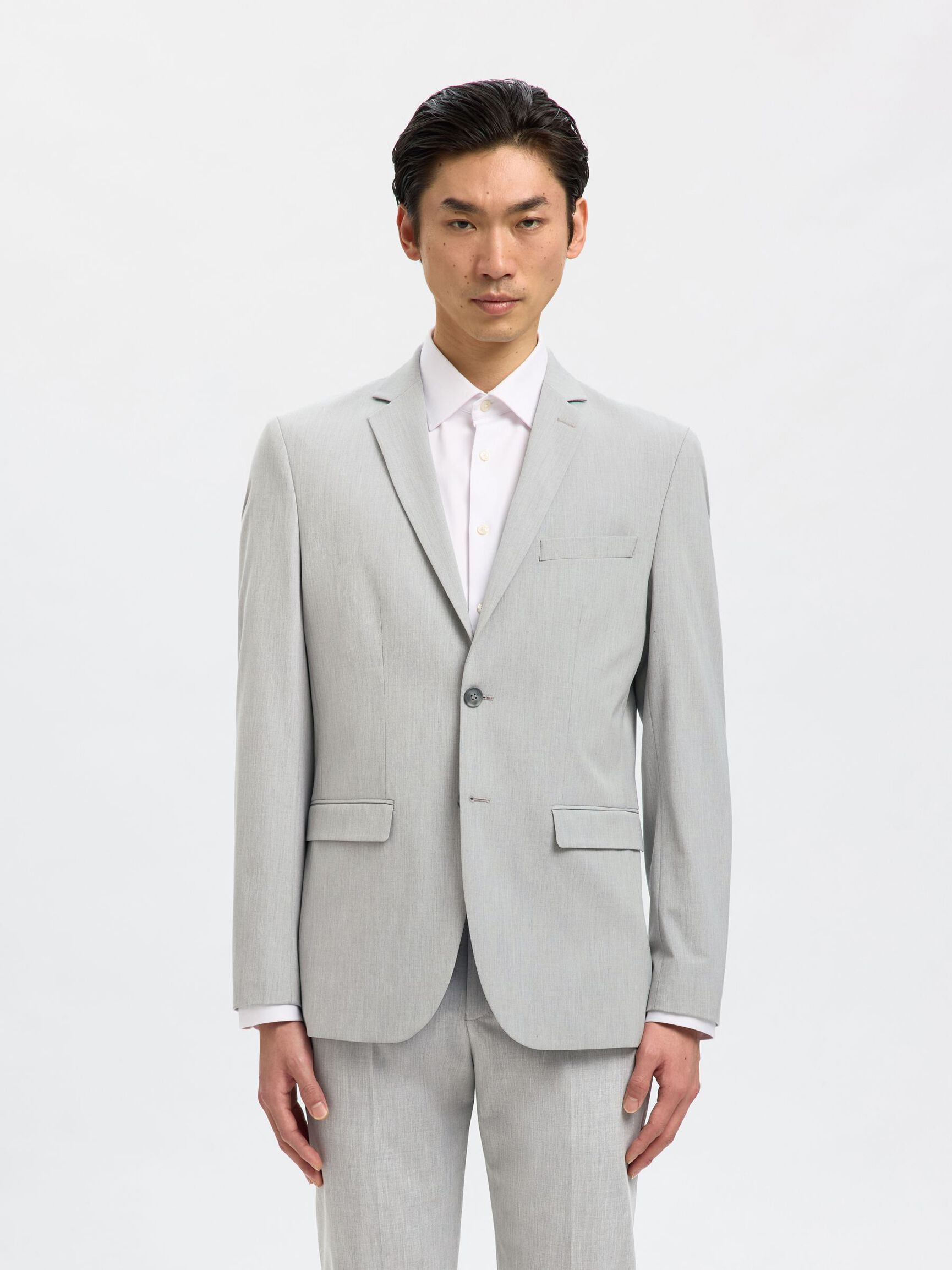 VISCOSE BLEND SLIM FIT BLAZER, Light Grey Melange, highres