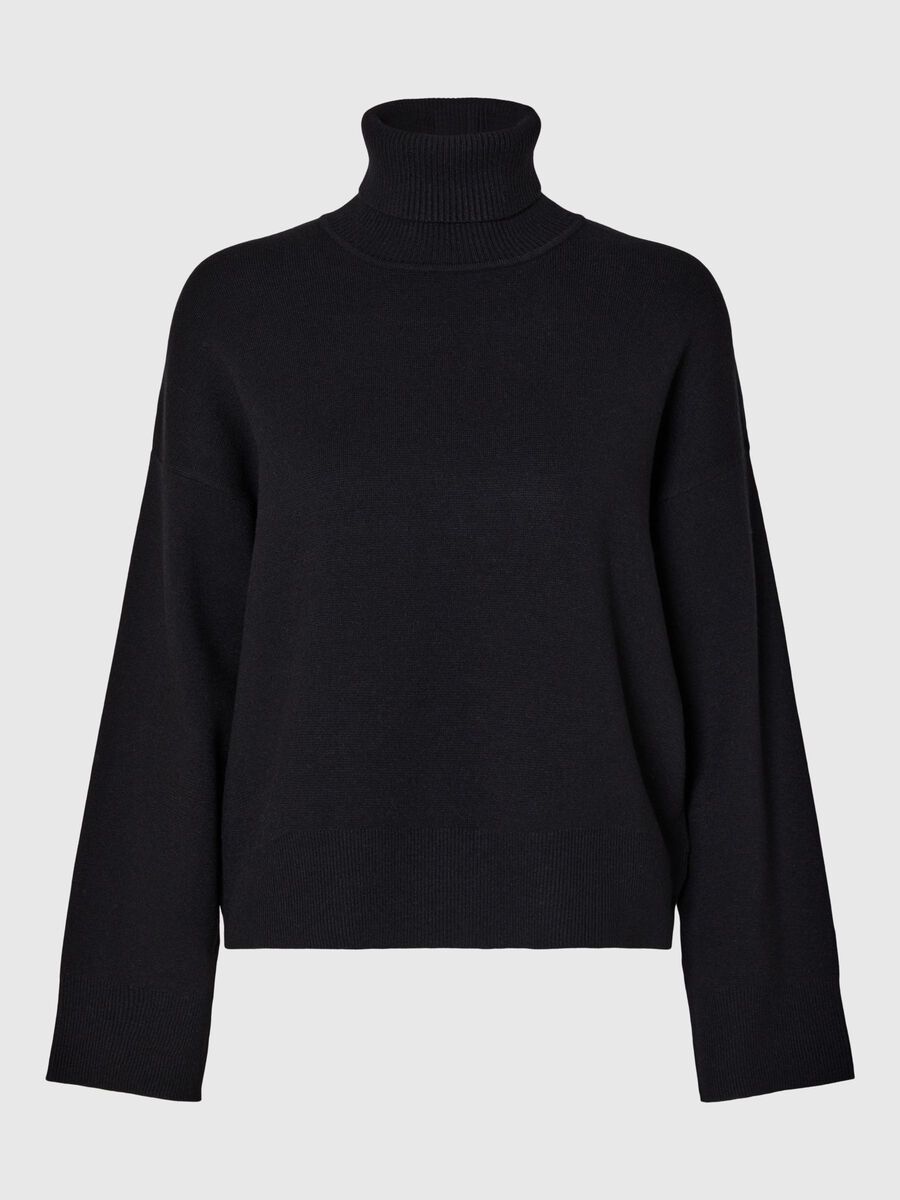 Selected VISCOSE BLEND KNITTED JUMPER, Black, highres - 16094353_Black_001.jpg