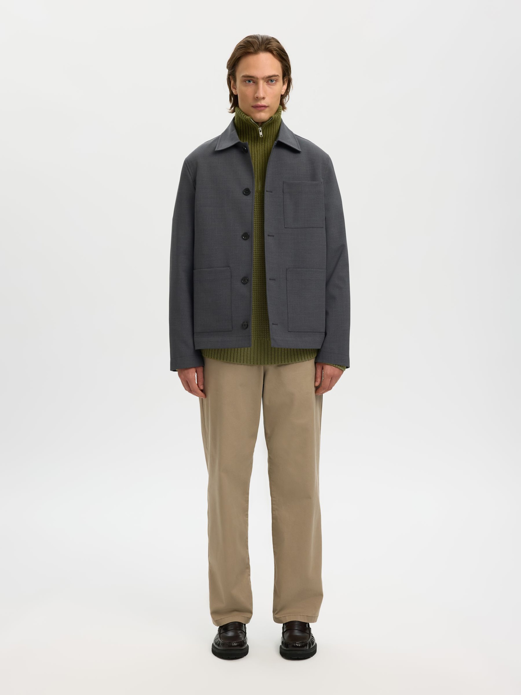 COTTON BLEND HALF-ZIP JUMPER, Avocado, highres