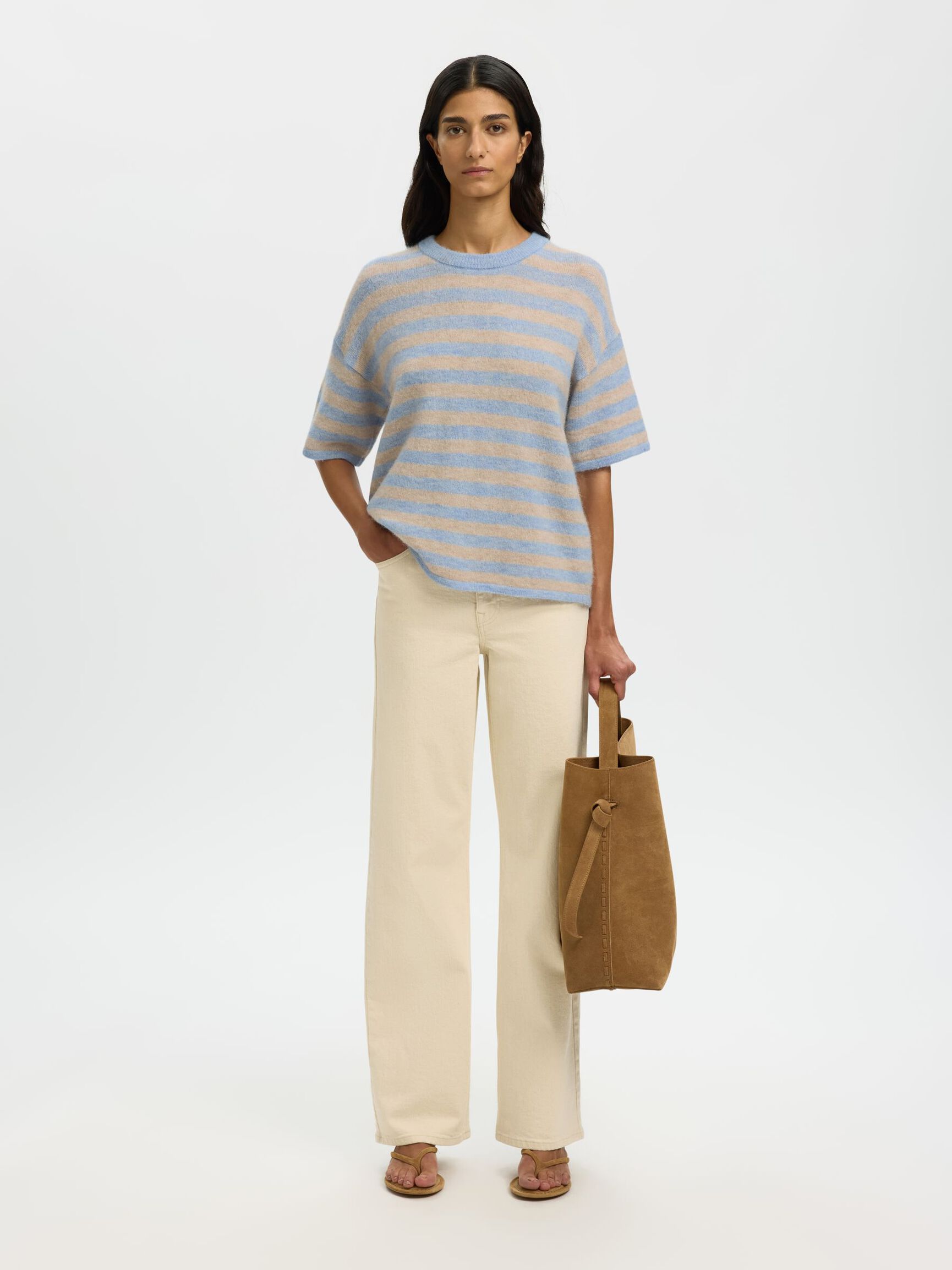 WOLLMIX STRICKPULLOVER, Cashmere Blue, highres