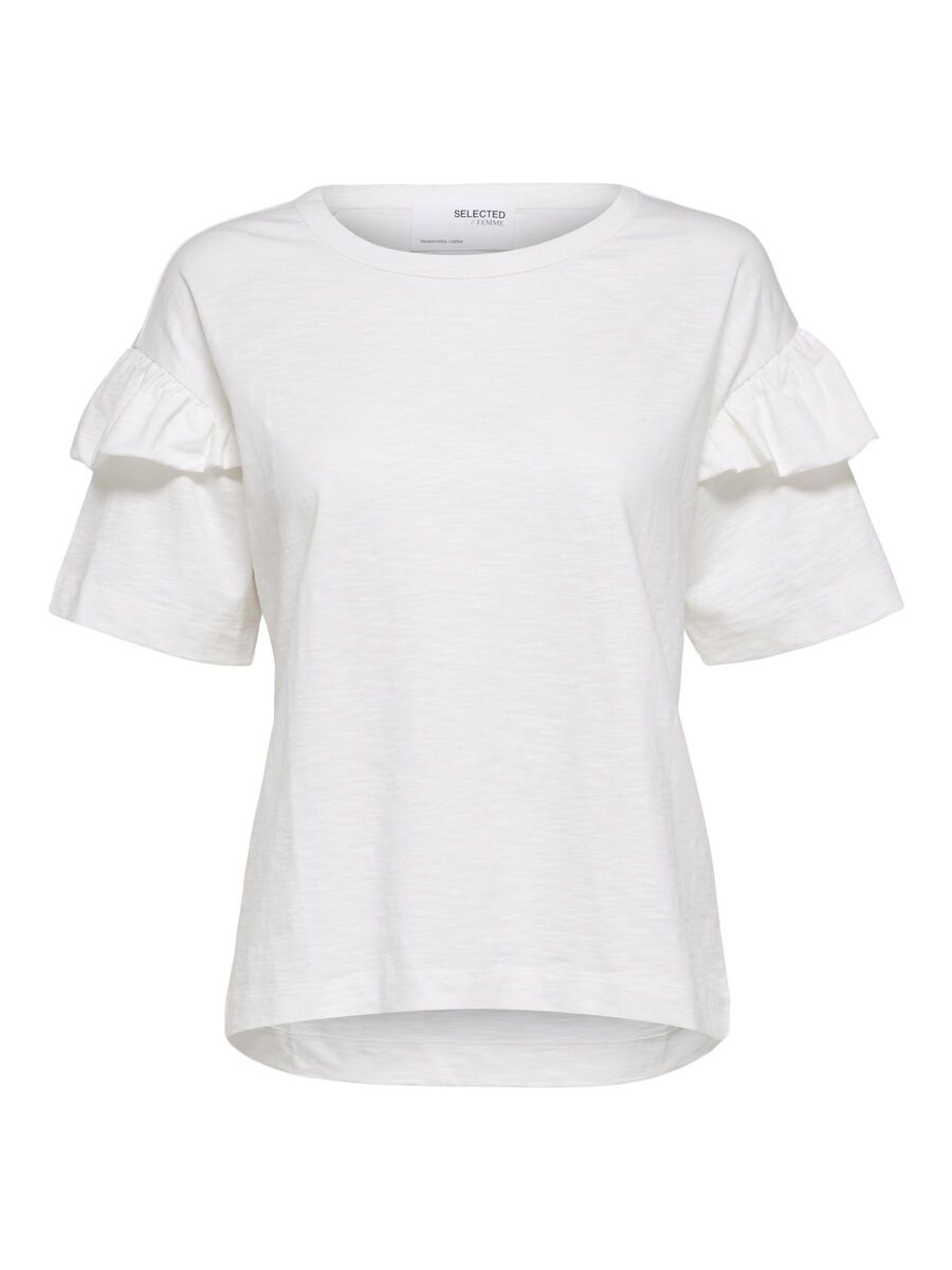 Selected KATOEN RUCHES T-SHIRT, Snow White, highres - 16079837_SnowWhite_001.jpg