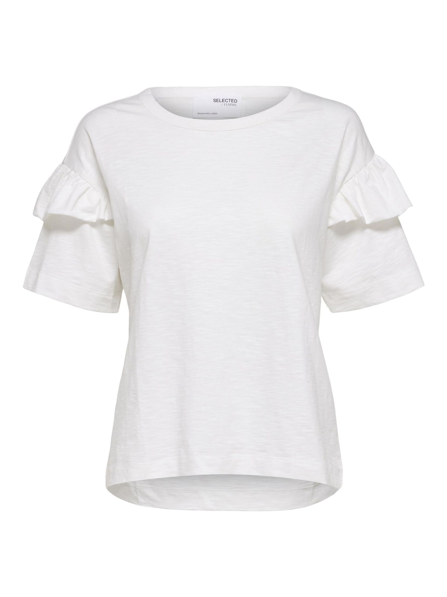 COTTON RUFFLE  T-SHIRT, Snow White, highres