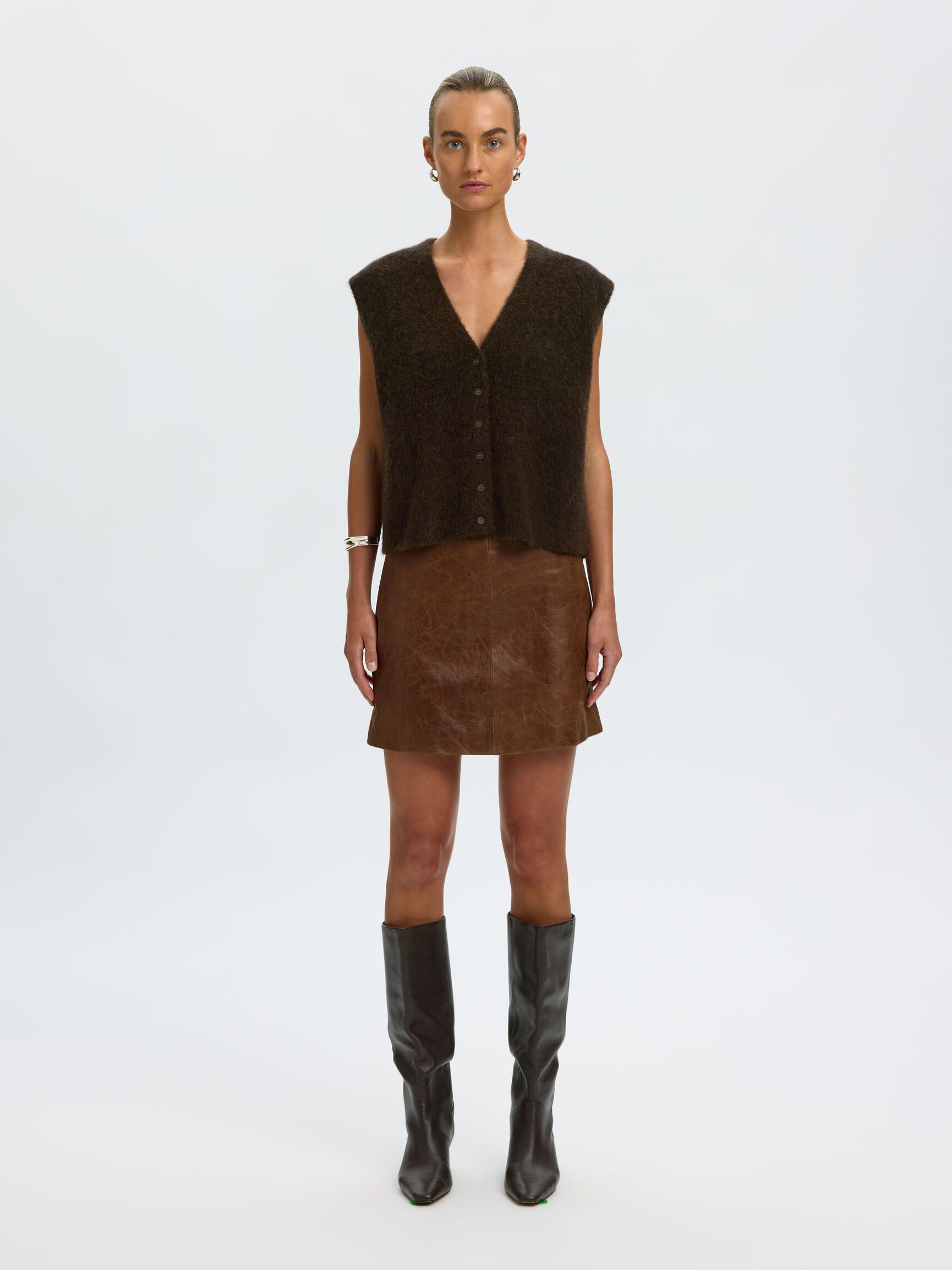 WOOL BLEND KNITTED VEST, Delicioso, highres