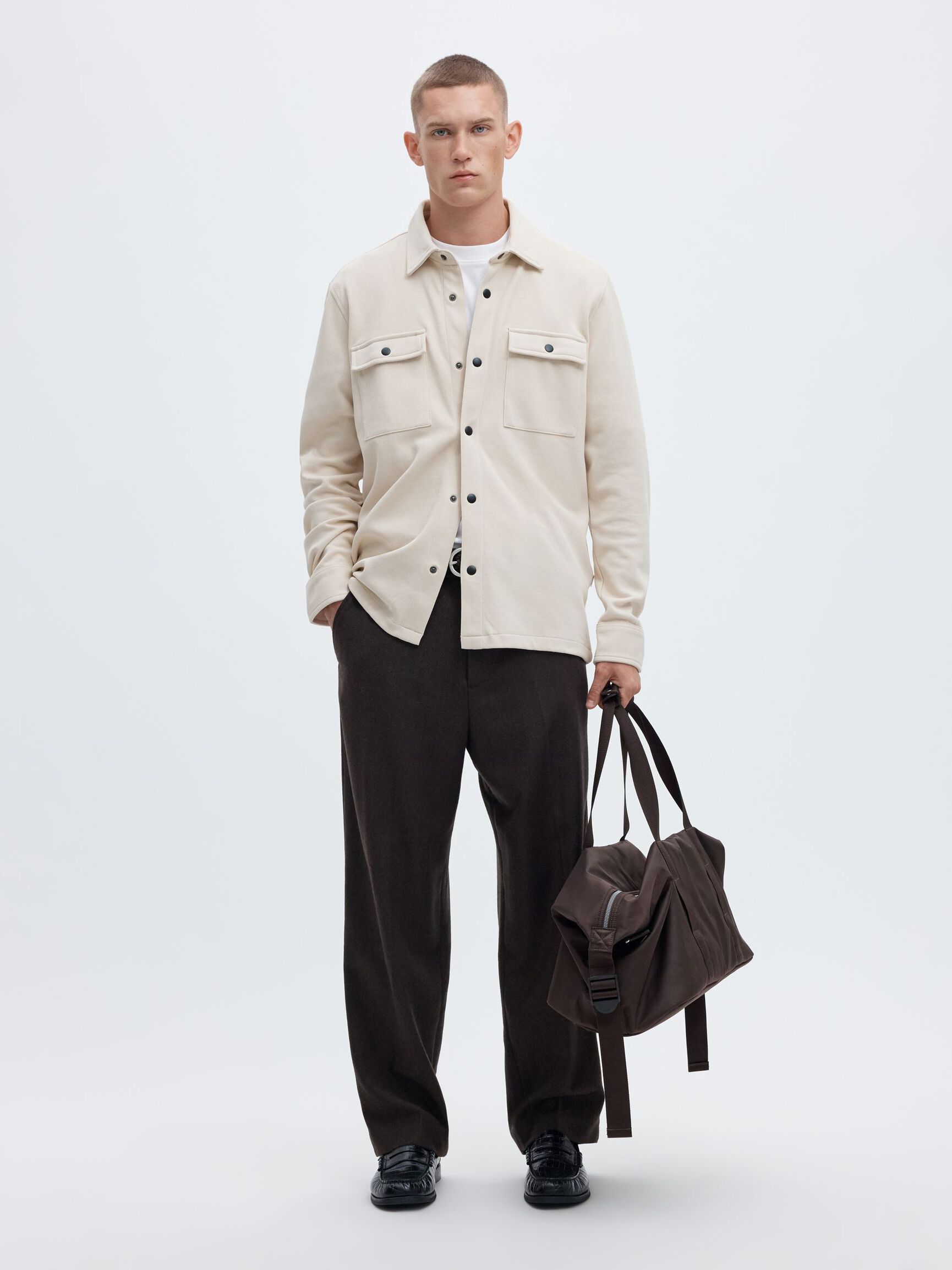 CLASSIC OVERSHIRT, Oatmeal, highres