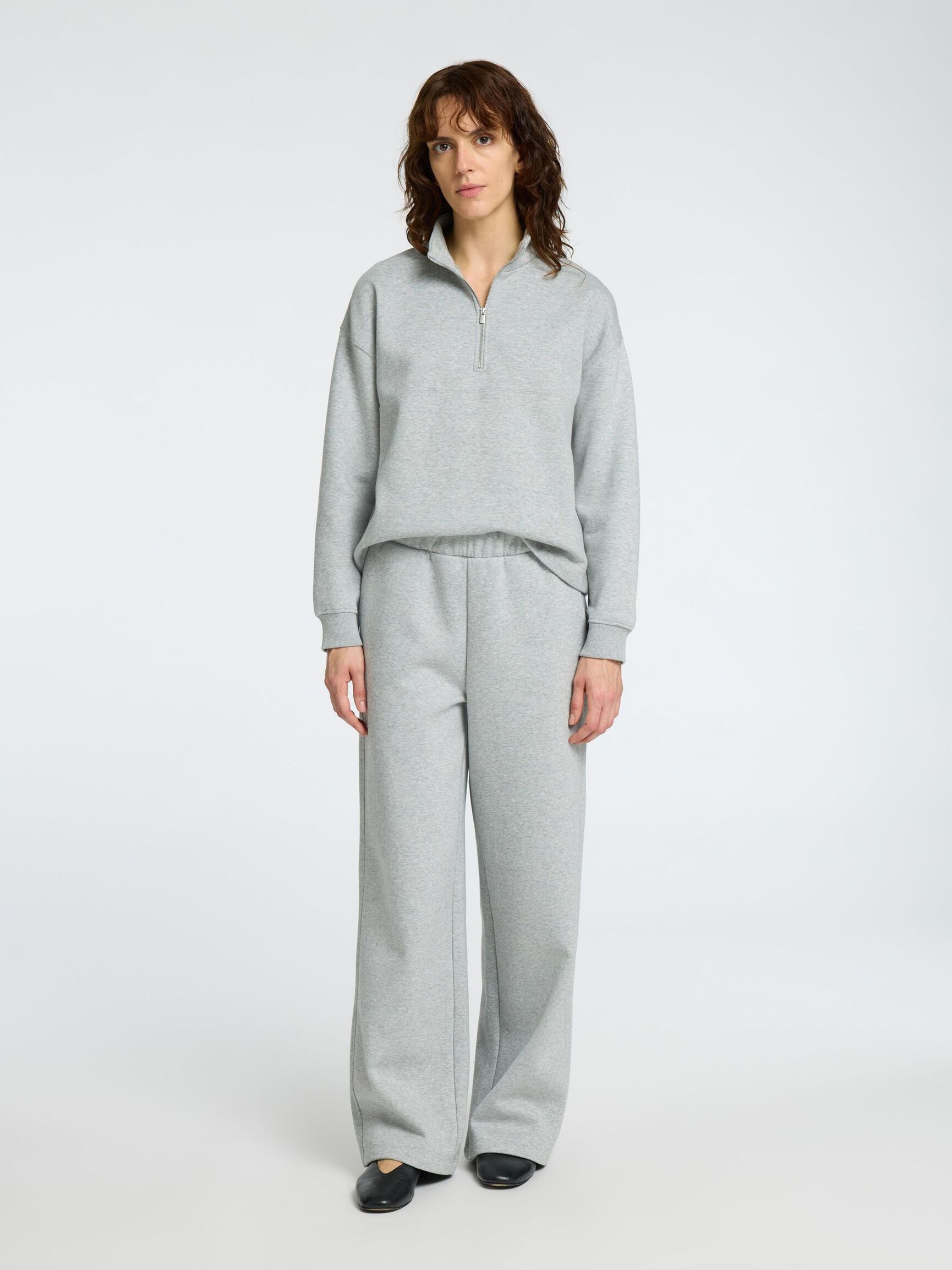 WIDE LEG SWEATPANTS, Light Grey Melange, highres