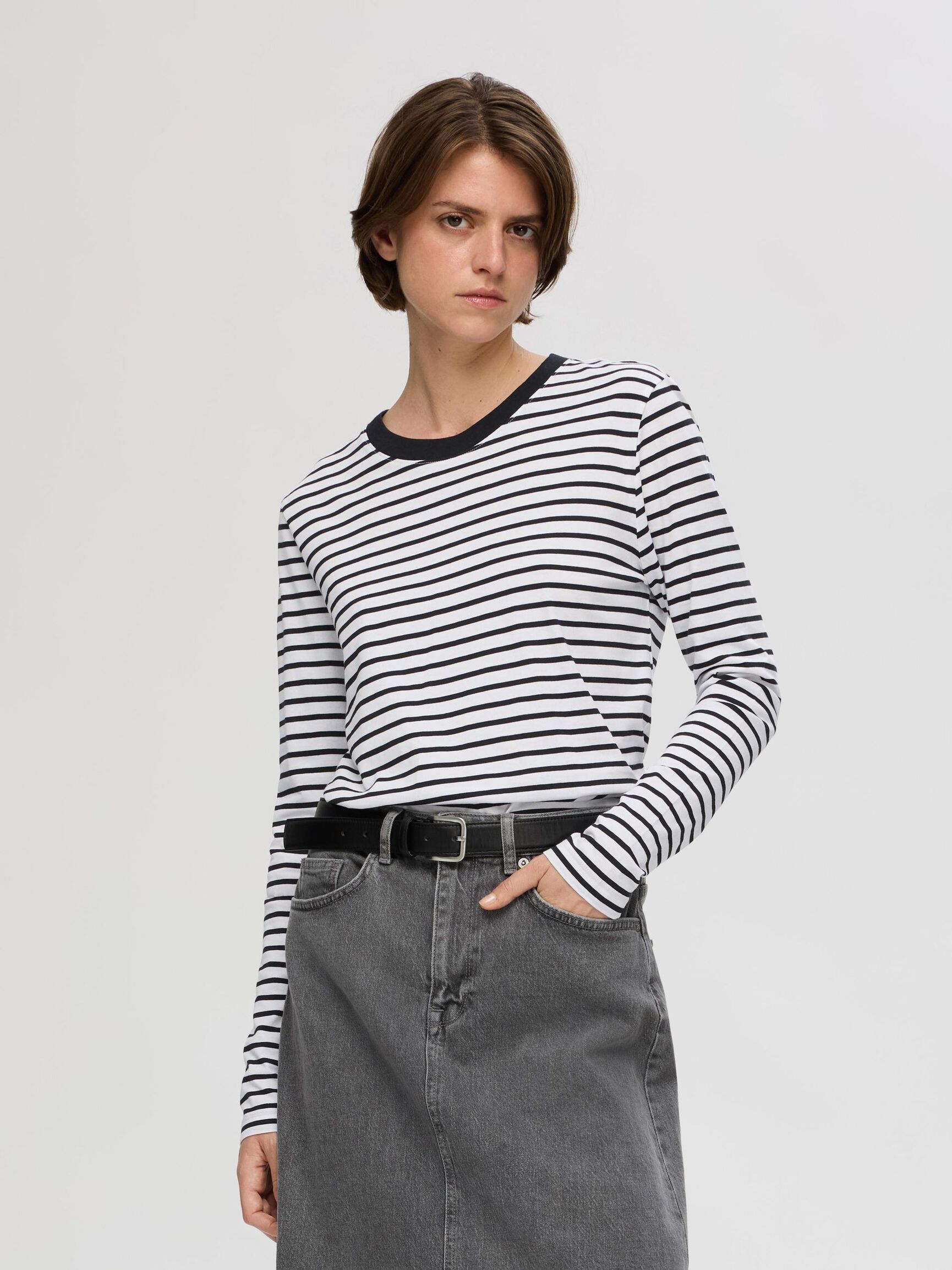 GESTREIFTES LONGSLEEVE, Black, highres