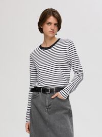 GESTREIFTES LONGSLEEVE, Black, highres