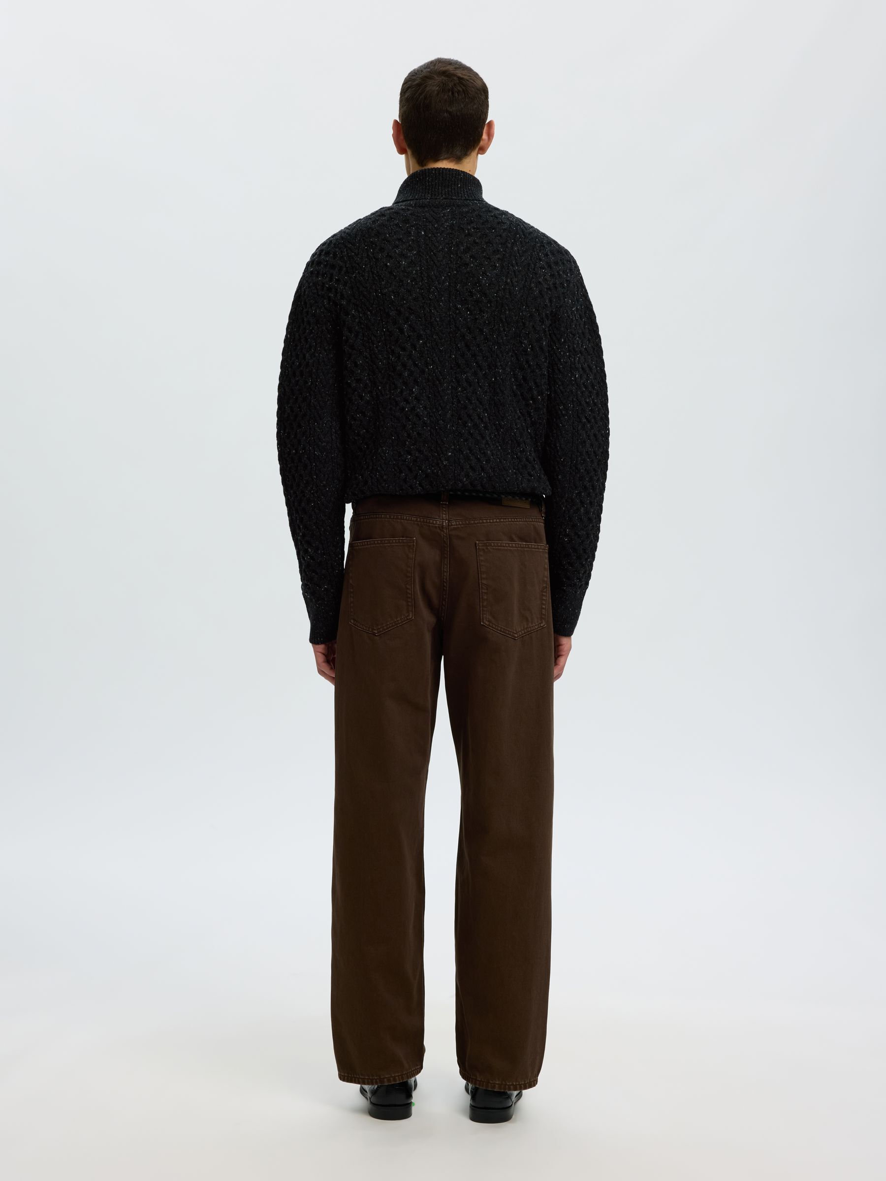 CABLE KNIT TURTLENECK | Black | Selected