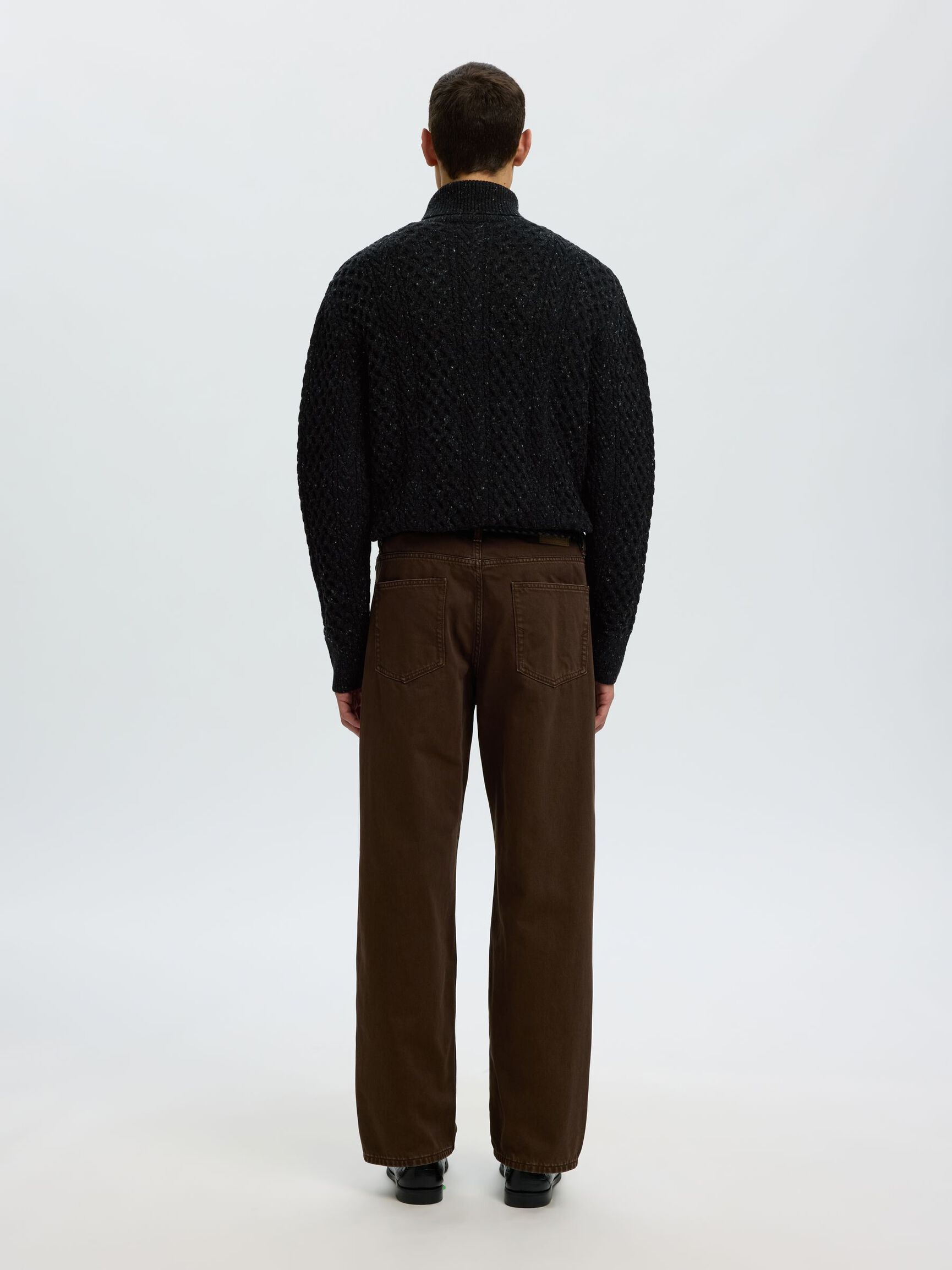 CABLE KNIT TURTLENECK, Black, highres