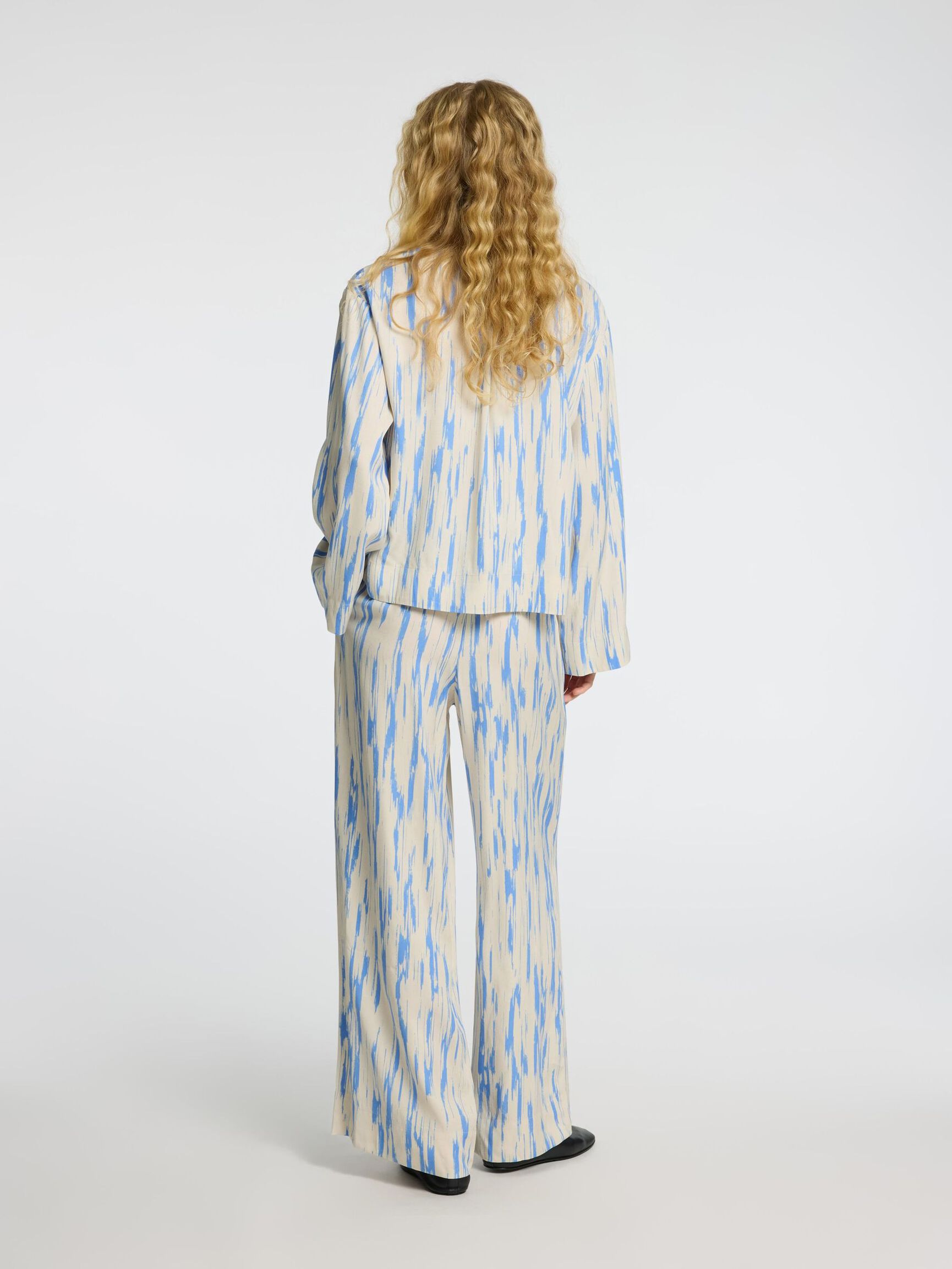 PRINTED VISCOSE  LONG SLEEVED TOP, Birch, highres