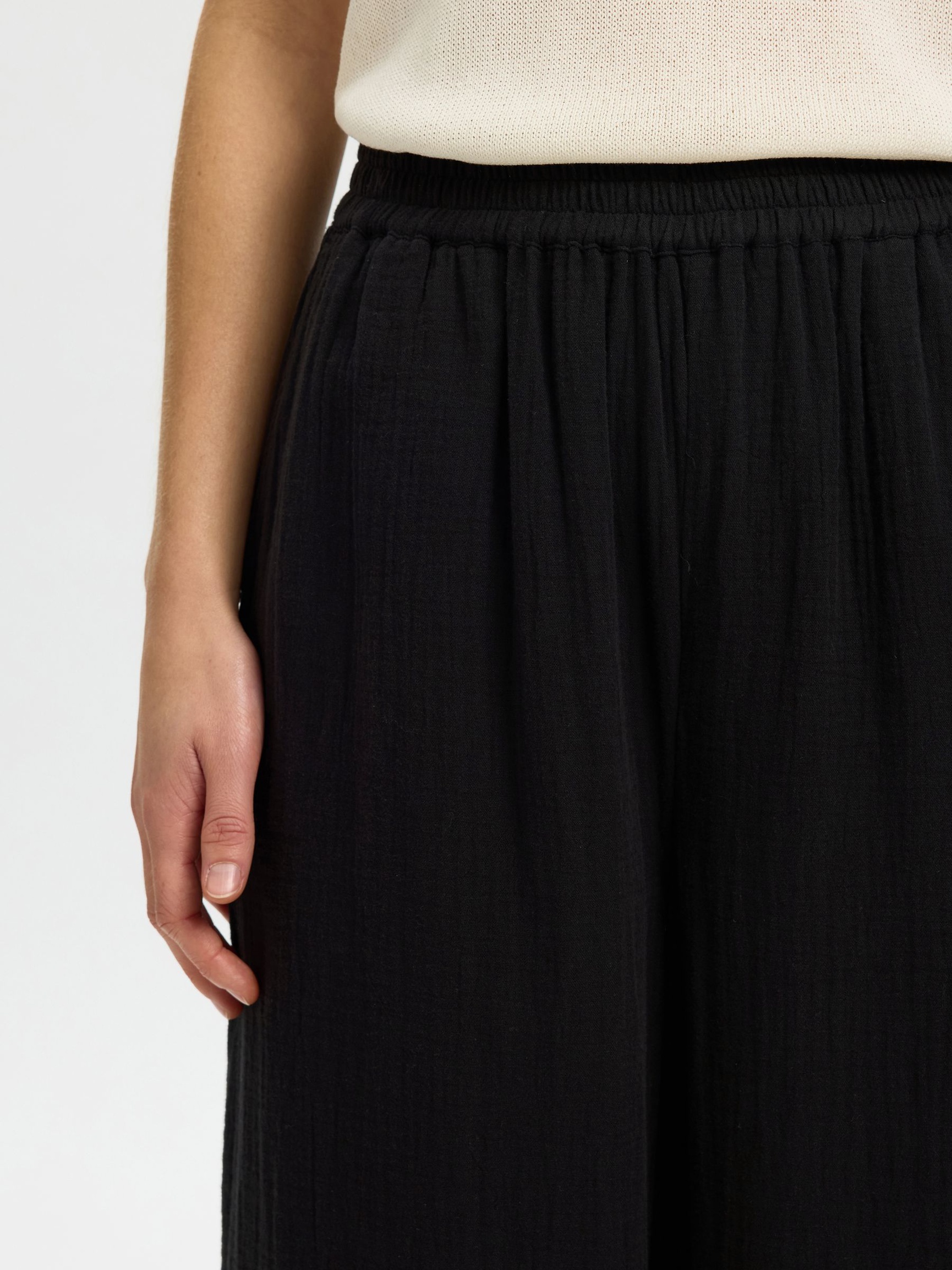 HOOG GETAILLEERD WIDE-LEG BROEK, Black, highres